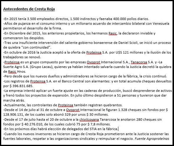 Crisis en Cresta Roja aún continúa en Argentina