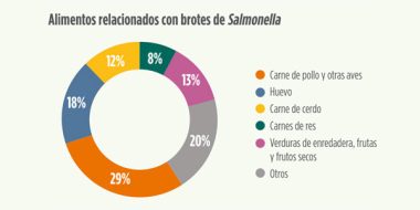 La salmonella, distribución porcentual de sus alimentos