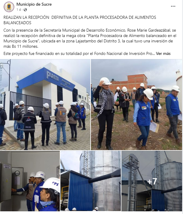 Bolivia nueva planta alimento balanceado Sucre.
