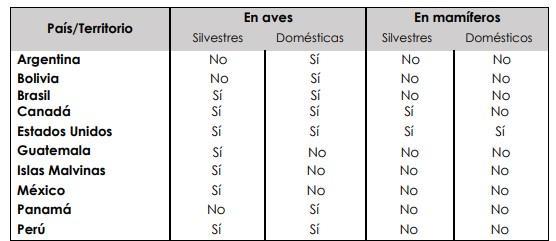actualización influenza aviar H5N1 en las Américas a noviembre 2025