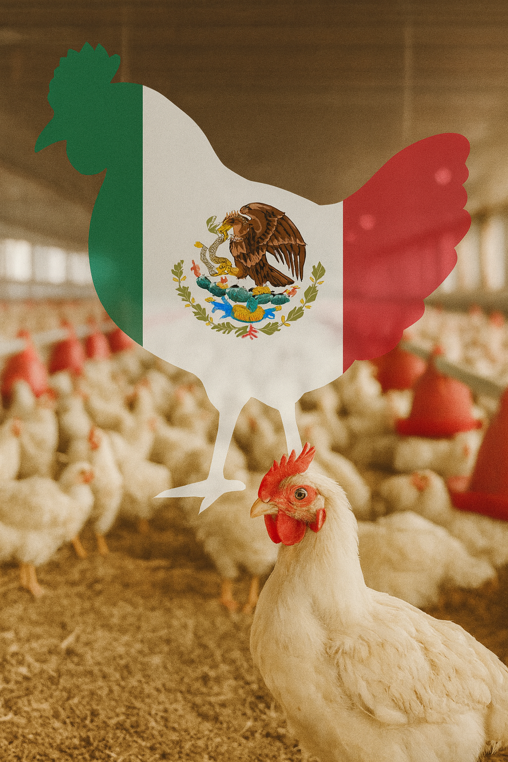 gallina mexicana con bandera de México