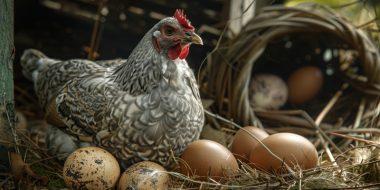 Gallina alfa con huevos