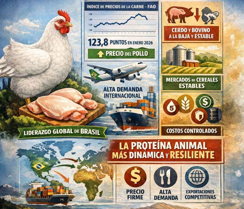 carne aviar lidera el mercado mundial de proteínas en un contexto de ajustes de precios y estabilidad en los insumos