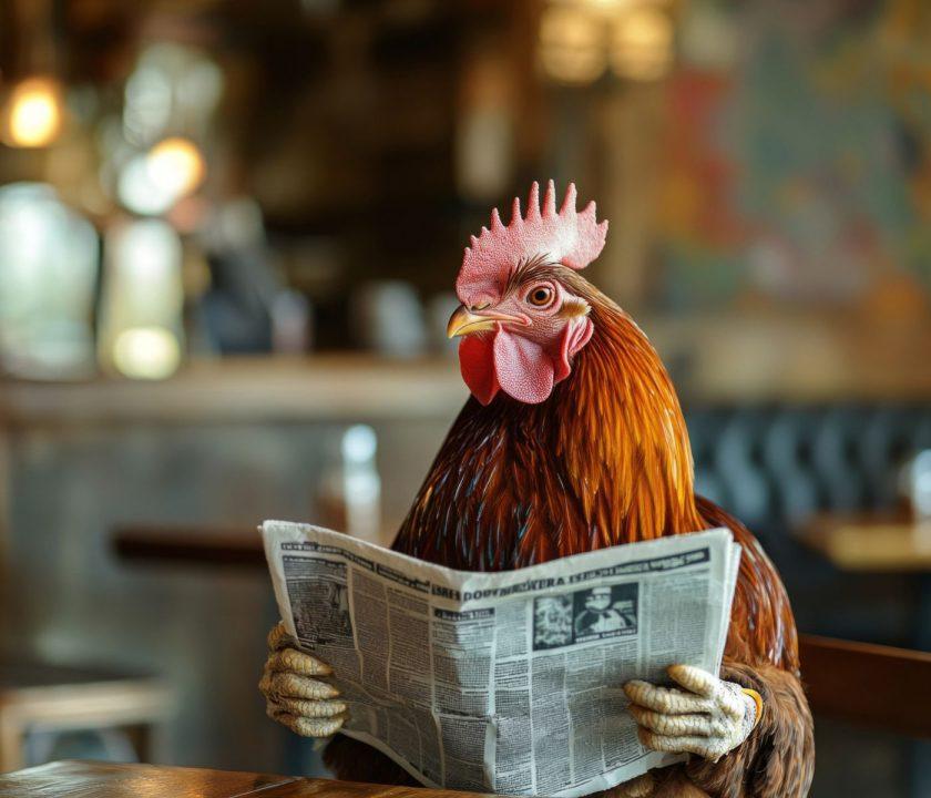 gallina leyendo noticias